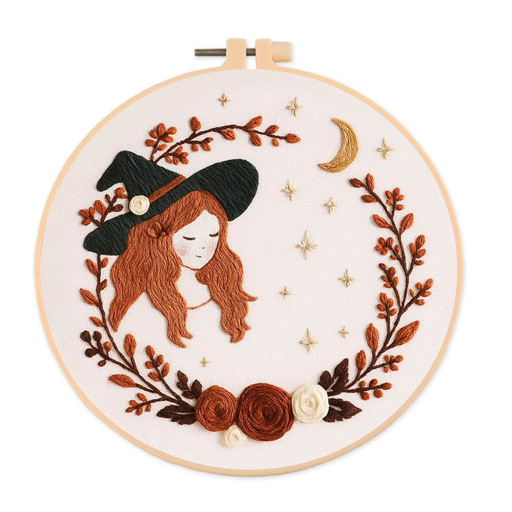 Rubbyoo Embroidery Kit - Halloween Witch | Unique Halloween Gifts | Nice For Room Decoration - 20*20cm - image 0