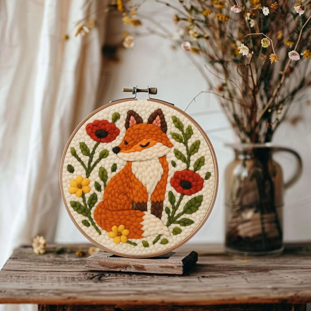  Floral Fox  Punch Needle  Kit - Unique Animal  Artwork | Easy Handmade Craft  For Kids - image 5