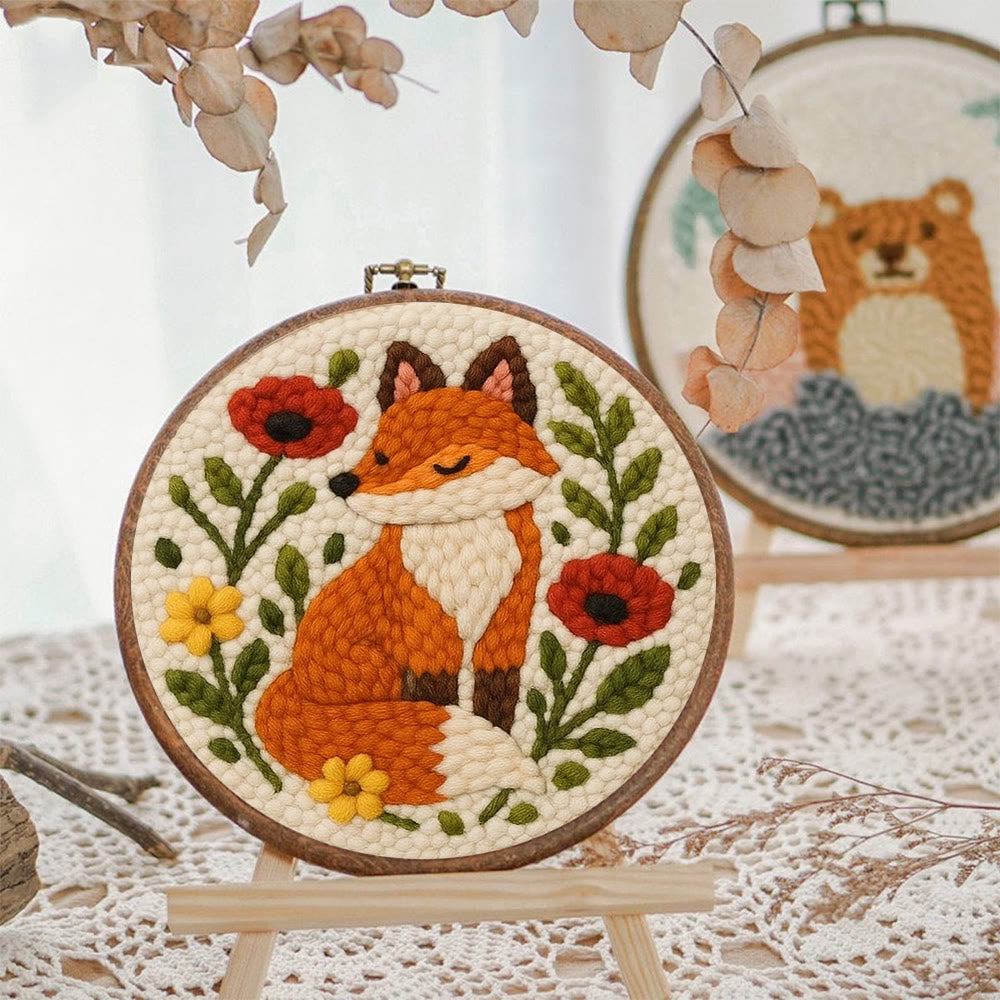  Floral Fox  Punch Needle  Kit - Unique Animal  Artwork | Easy Handmade Craft  For Kids - image 6