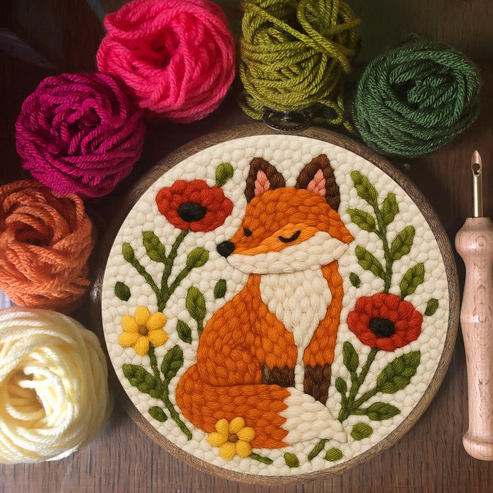  Floral Fox  Punch Needle  Kit - Unique Animal  Artwork | Easy Handmade Craft  For Kids - image 4