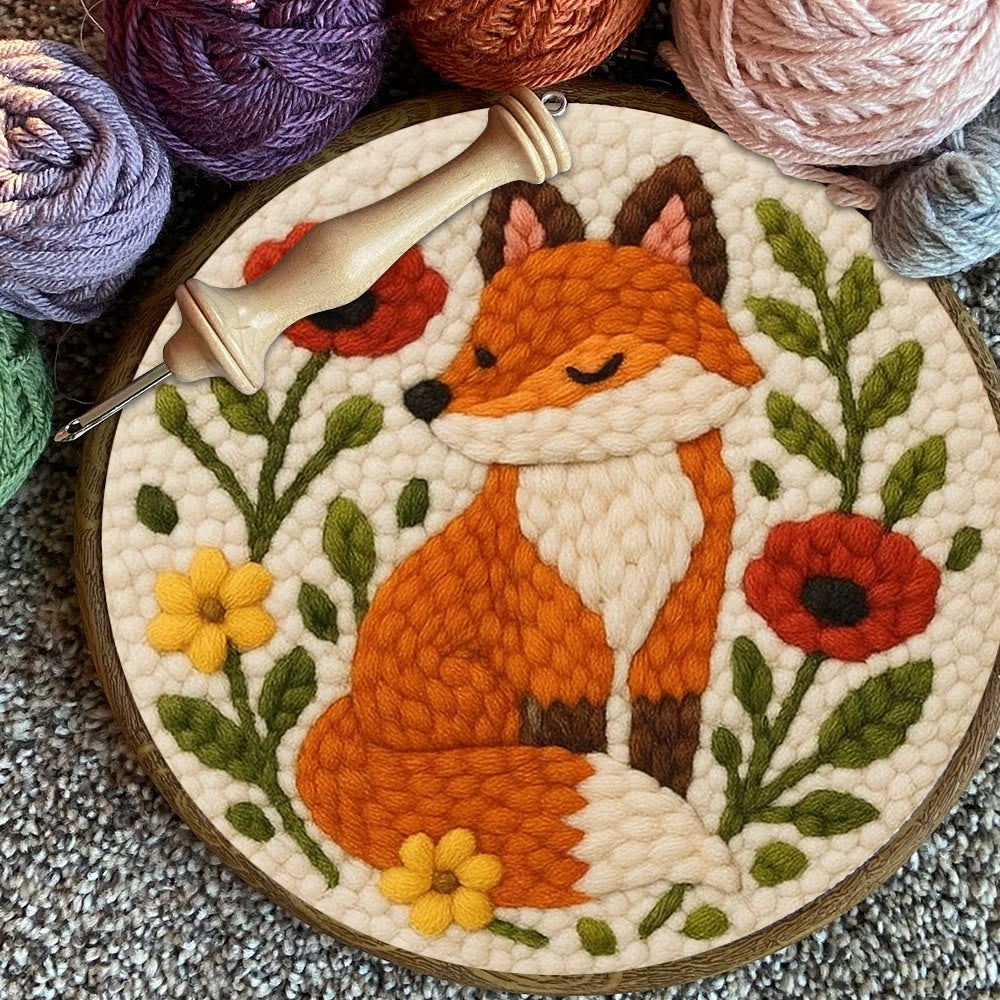  Floral Fox  Punch Needle  Kit - Unique Animal  Artwork | Easy Handmade Craft  For Kids - image 8