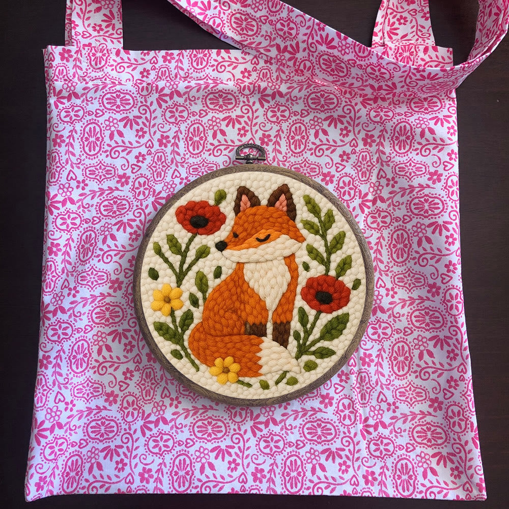  Floral Fox  Punch Needle  Kit - Unique Animal  Artwork | Easy Handmade Craft  For Kids - image 9