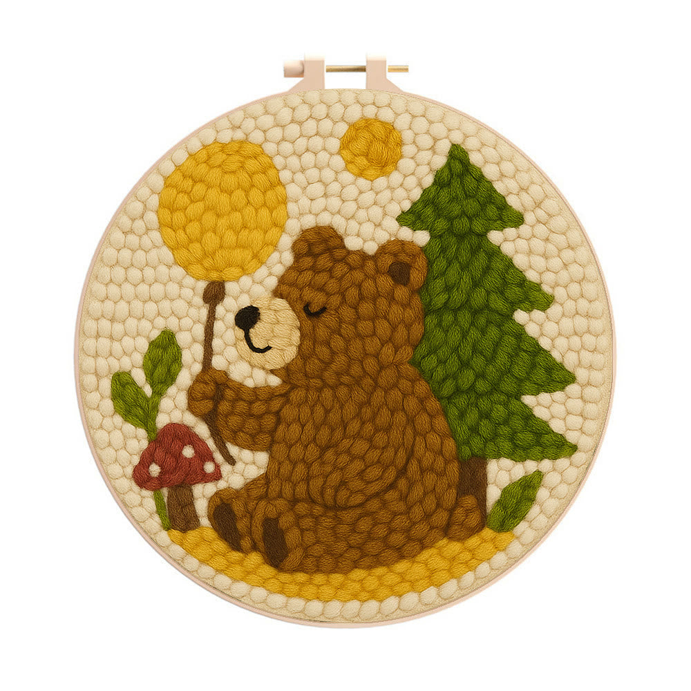  Bear With Balloon Punch Needle  Kit - Lovely Handmade Craft | Nice For Birthday Gifts  - 20cm*20cm - image 0