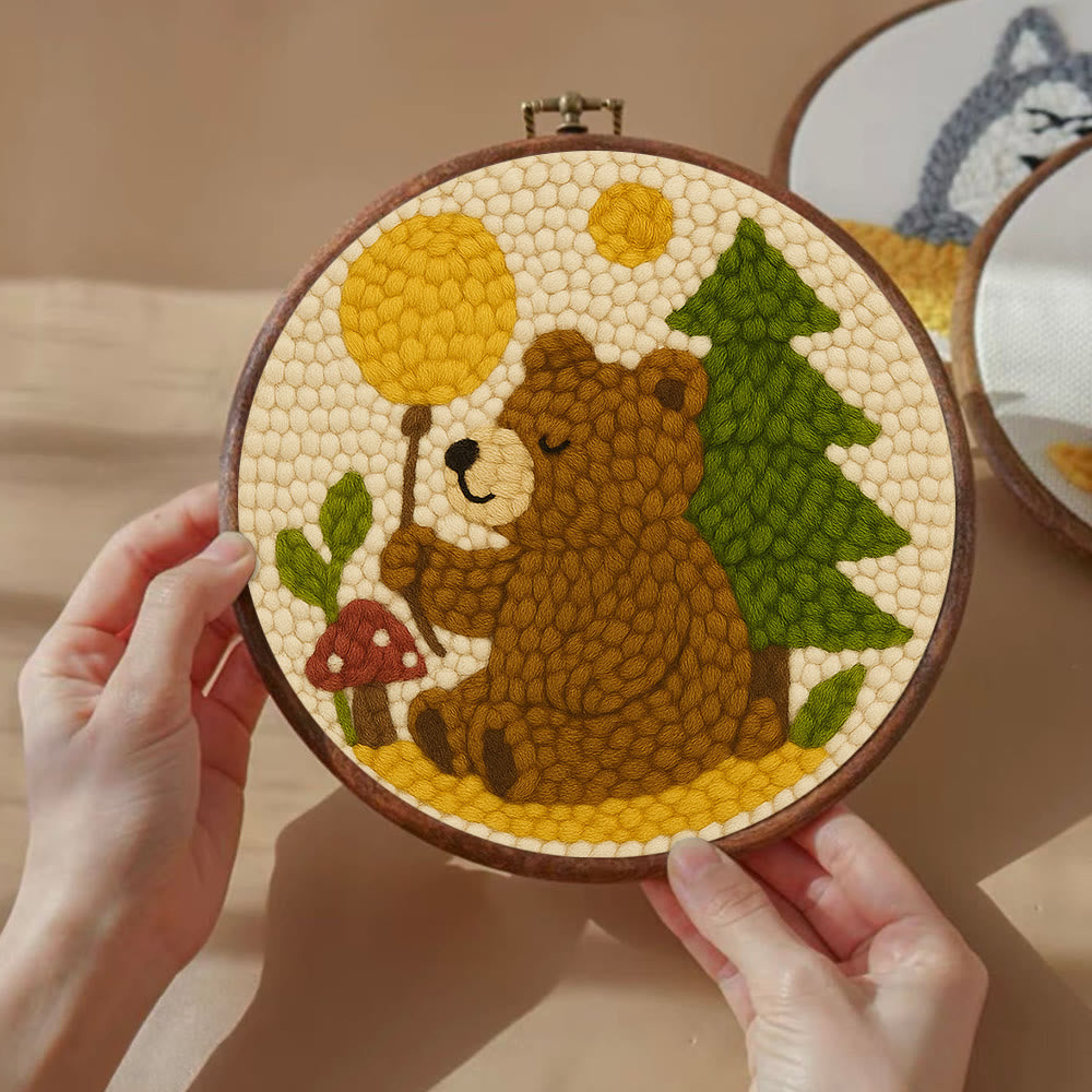  Bear With Balloon Punch Needle  Kit - Lovely Handmade Craft | Nice For Birthday Gifts  - image 4