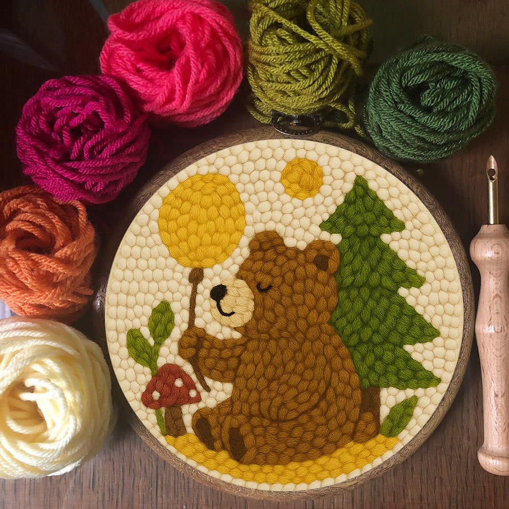  Bear With Balloon Punch Needle  Kit - Lovely Handmade Craft | Nice For Birthday Gifts  - image 2