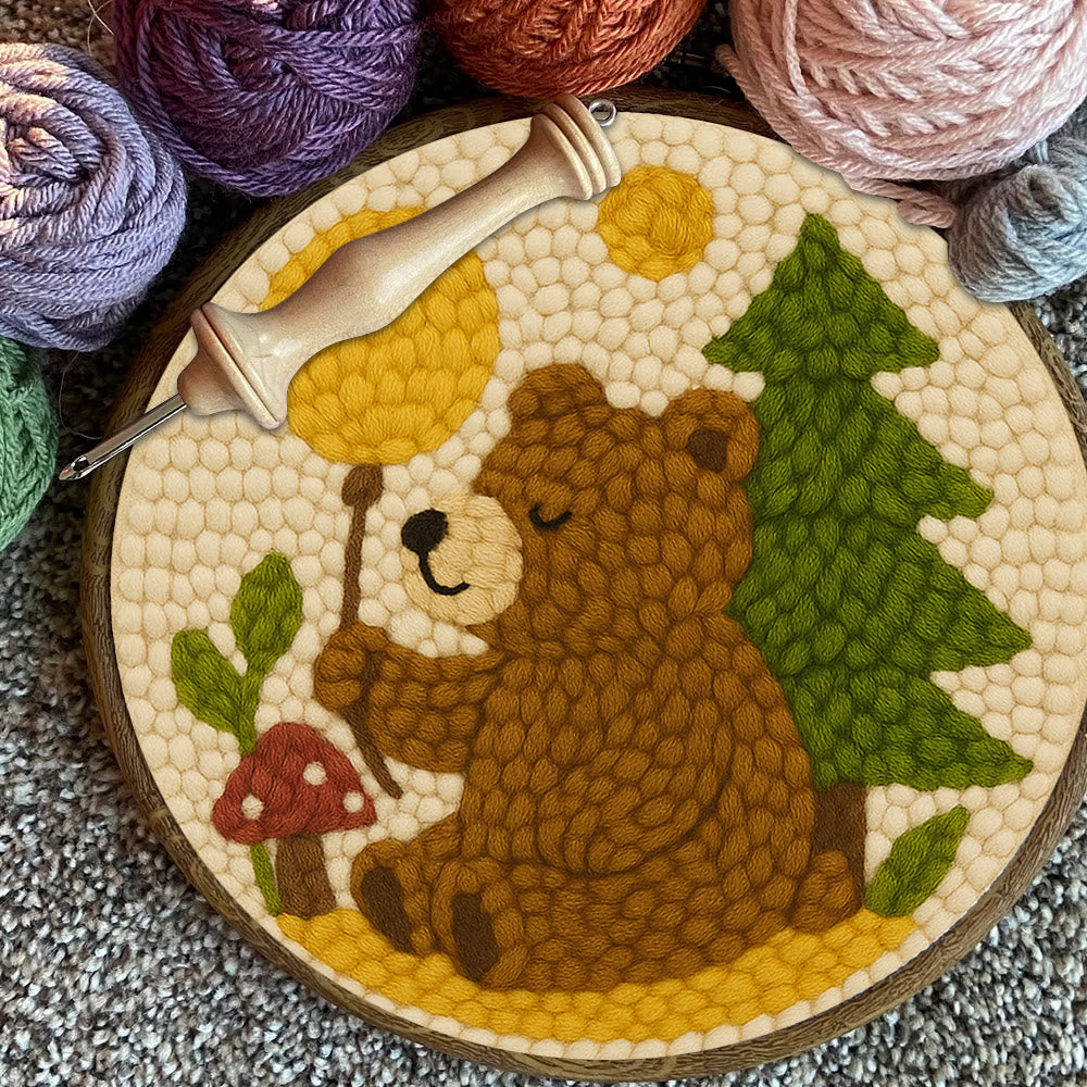  Bear With Balloon Punch Needle  Kit - Lovely Handmade Craft | Nice For Birthday Gifts  - image 8