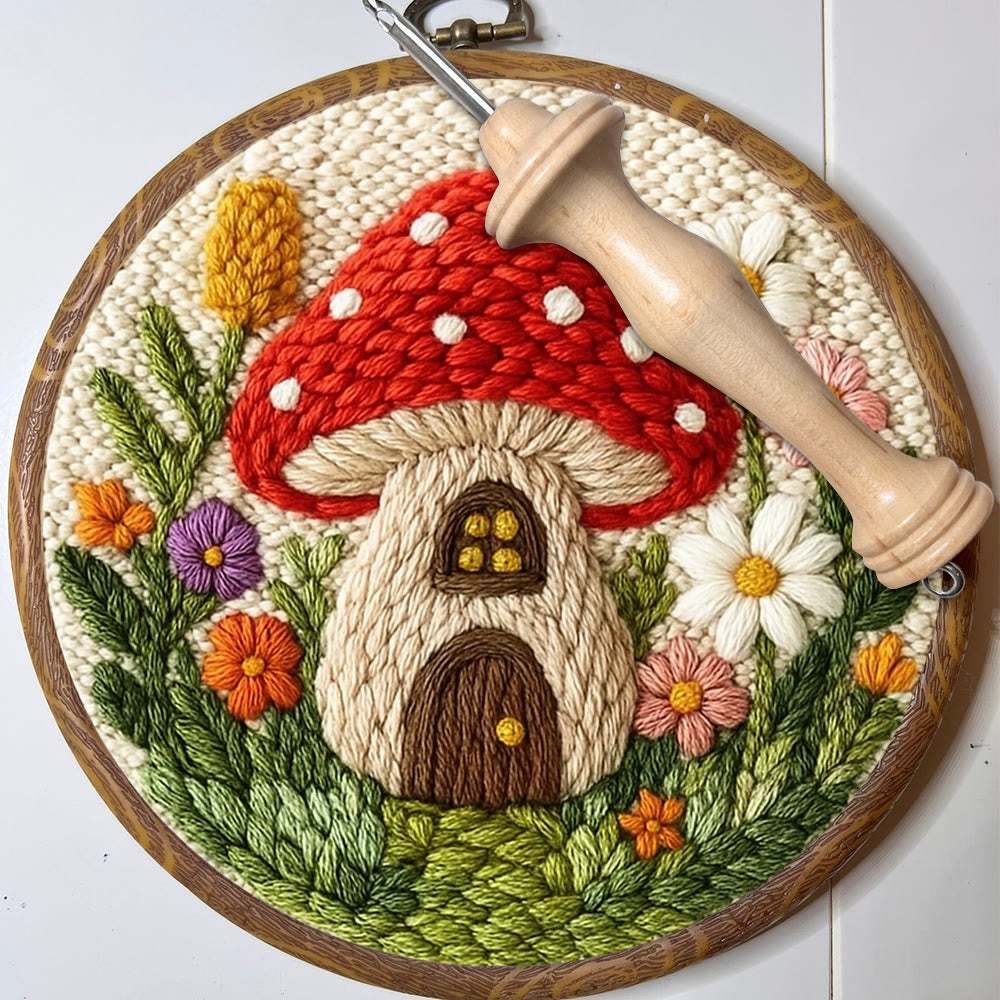 Mushroom House Punch Needle  Kit - Cute Floral Handicraft | Perfect As Gifts - image 8