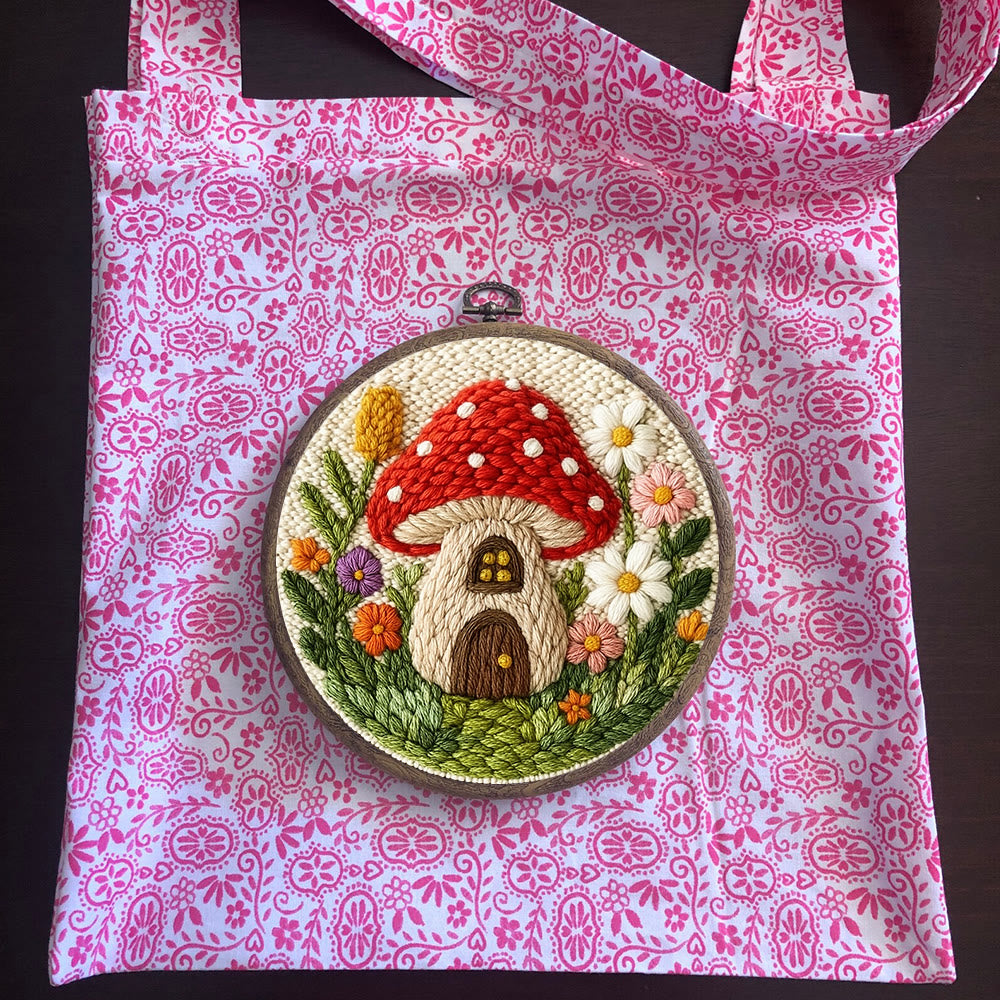 Mushroom House Punch Needle  Kit - Cute Floral Handicraft | Perfect As Gifts - image 9