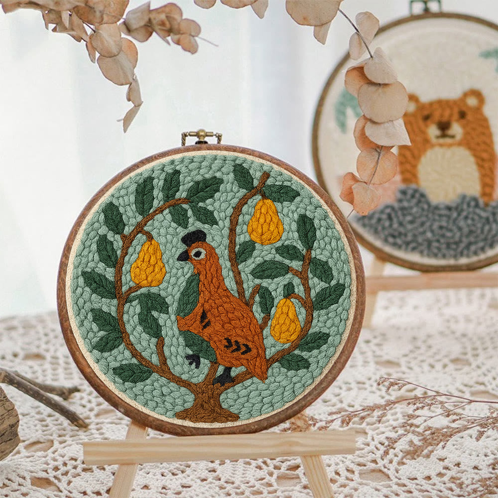  Partridge With Pear Tree  Punch Needle  Kit - Handicraft For Bird Lovers |  Diy Home Decoration - image 6