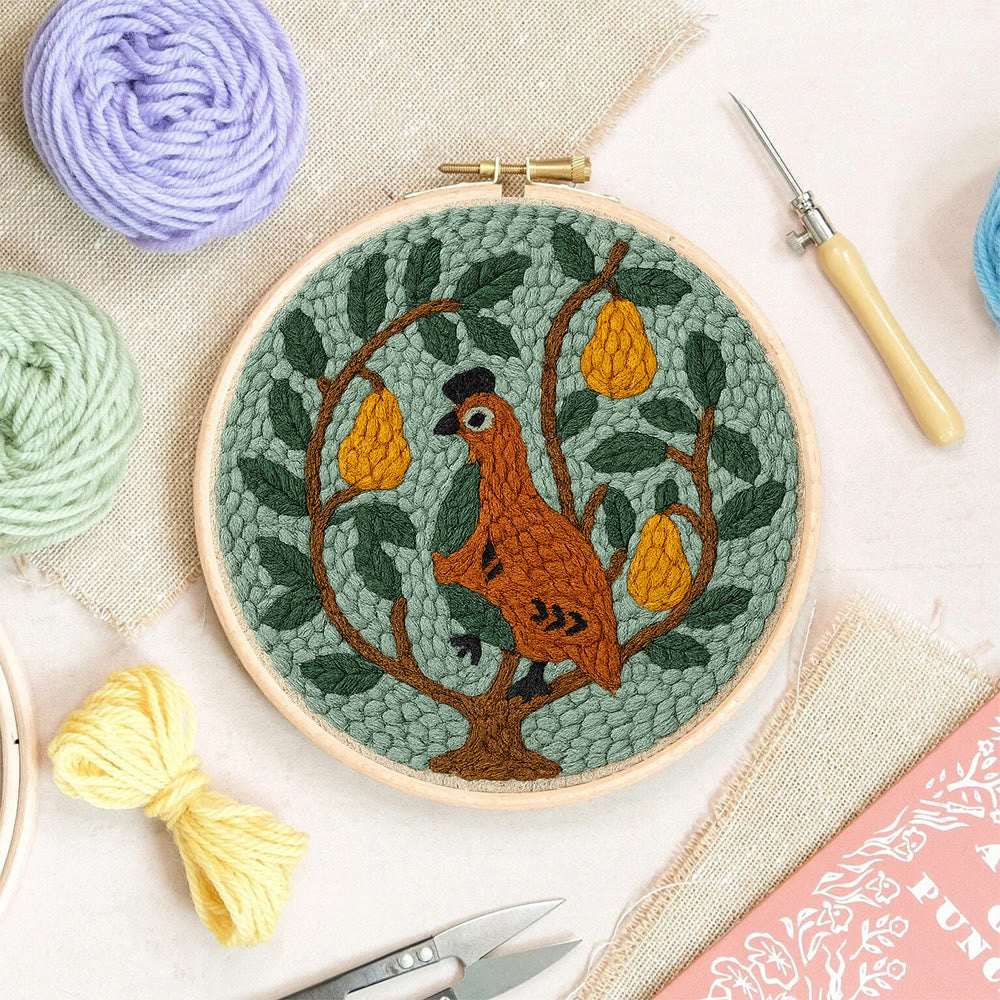  Partridge With Pear Tree  Punch Needle  Kit - Handicraft For Bird Lovers |  Diy Home Decoration - image 5