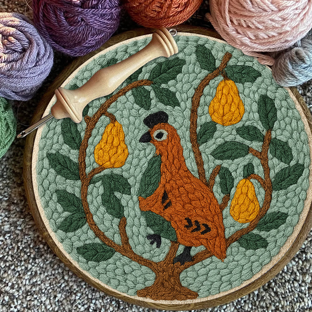  Partridge With Pear Tree  Punch Needle  Kit - Handicraft For Bird Lovers |  Diy Home Decoration - image 2