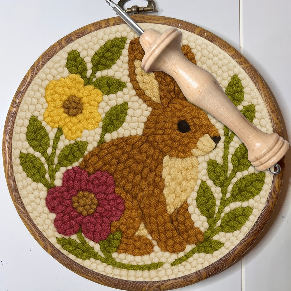 Flower Bunny Punch Needle Kit - Easy Animal Needlework |  Diy Yarn Craft - image 9
