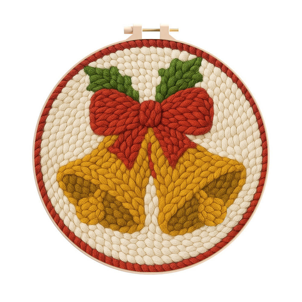 Christmas Bell Punch Needle Kit - Christmas Decorative Craft | Perfect For Wall Hanging - 20cm*20cm - image 0