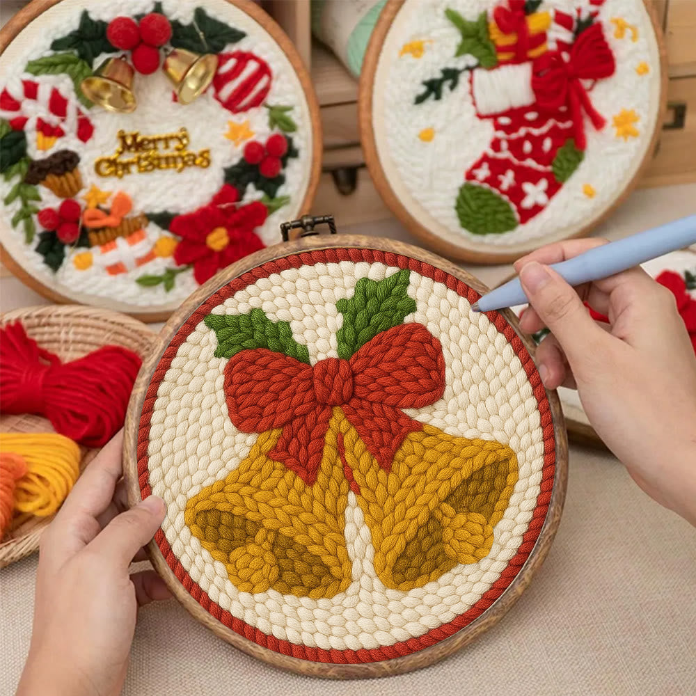 Christmas Bell Punch Needle Kit - Christmas Decorative Craft | Perfect For Wall Hanging - image 8