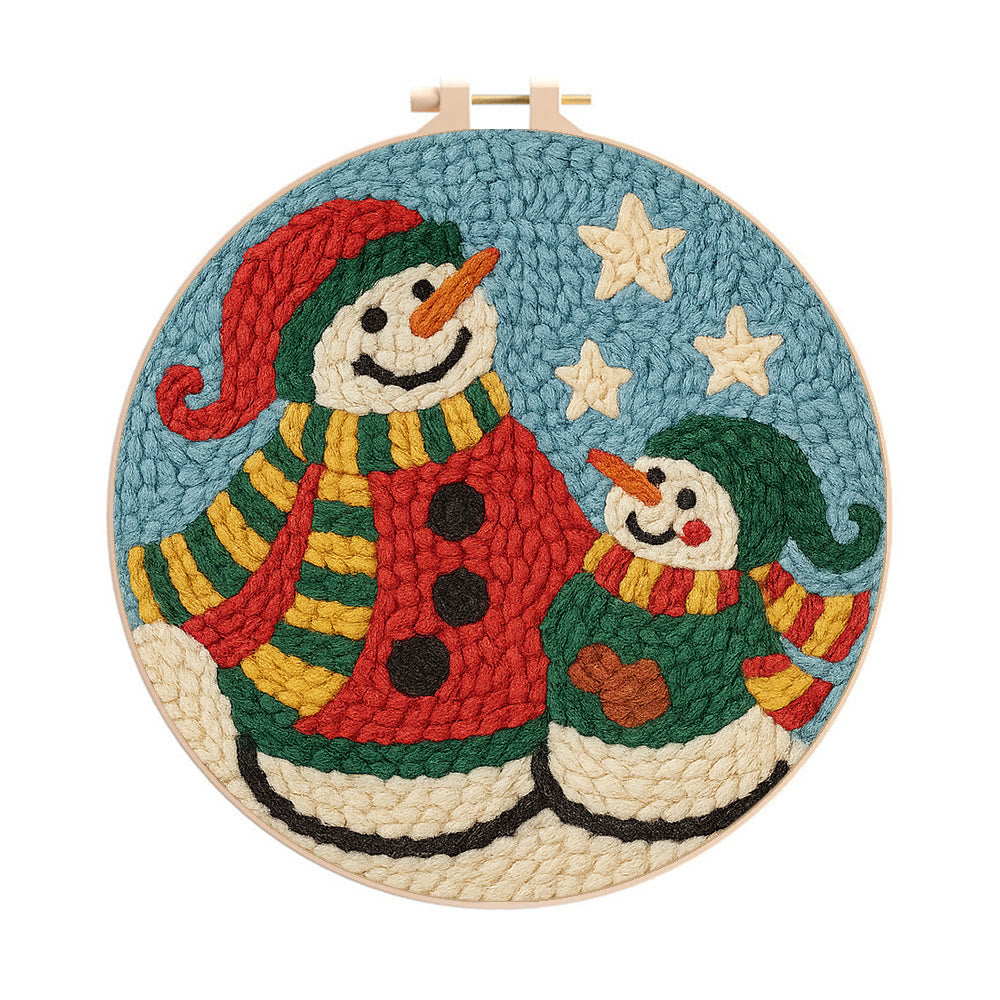  Christmas Snowman Punch Needle Kit - Christmas Handmade Gifts | Diy Artwork For Crafters - 20cm*20cm - image 0