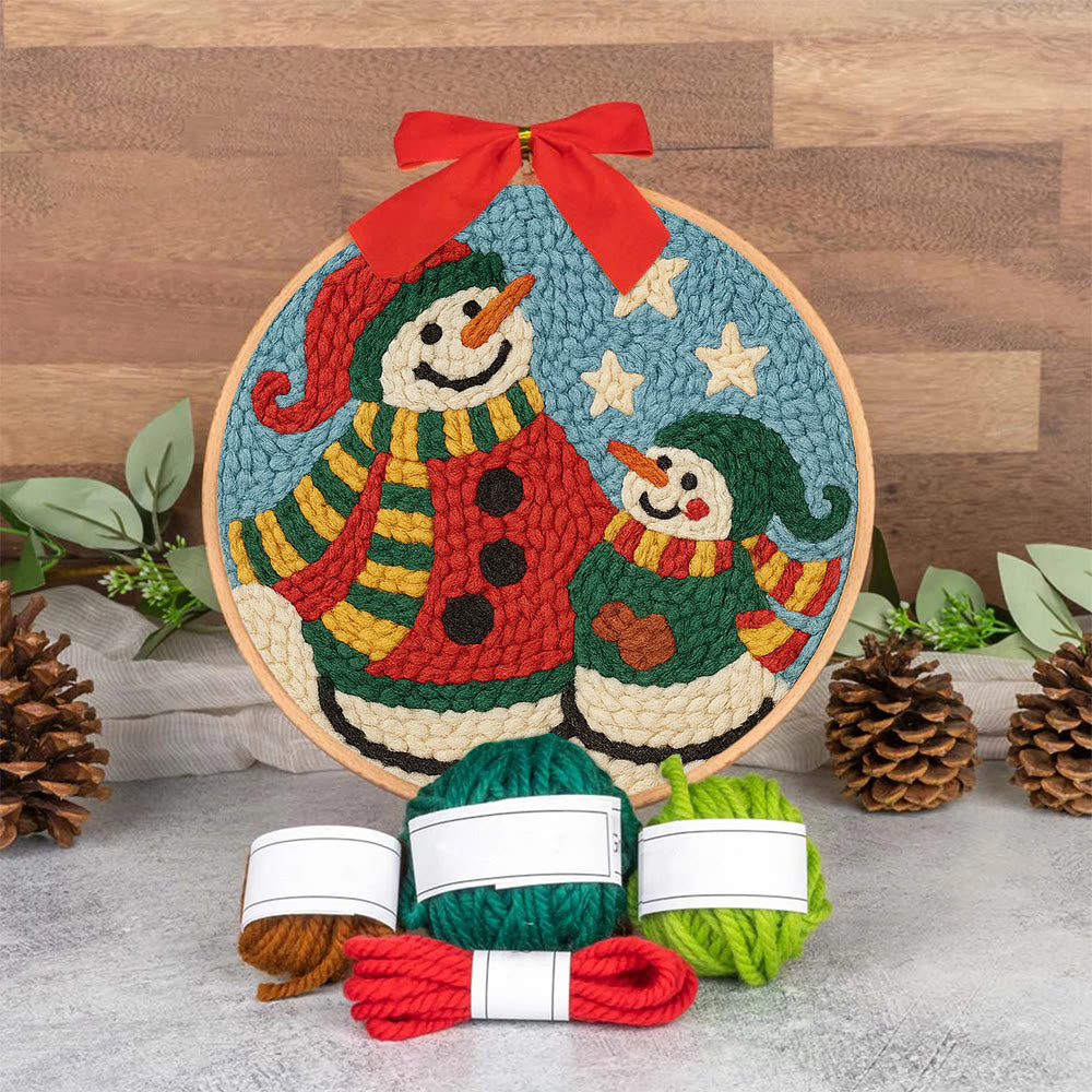  Christmas Snowman Punch Needle Kit - Christmas Handmade Gifts | Diy Artwork For Crafters - image 3