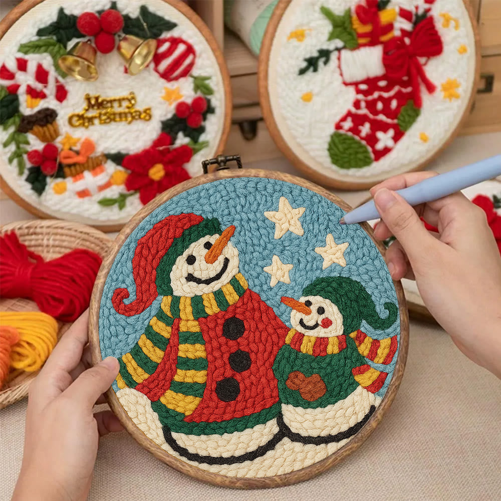  Christmas Snowman Punch Needle Kit - Christmas Handmade Gifts | Diy Artwork For Crafters - image 5