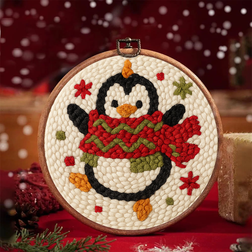 Cheerful Penguin Punch Needle Kit - Unique Christmas Gifts | Perfect Christmas Ornament - image 3