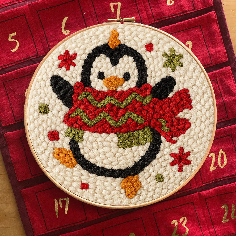 Cheerful Penguin Punch Needle Kit - Unique Christmas Gifts | Perfect Christmas Ornament - image 8