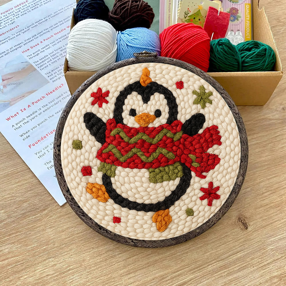 Cheerful Penguin Punch Needle Kit - Unique Christmas Gifts | Perfect Christmas Ornament - image 6