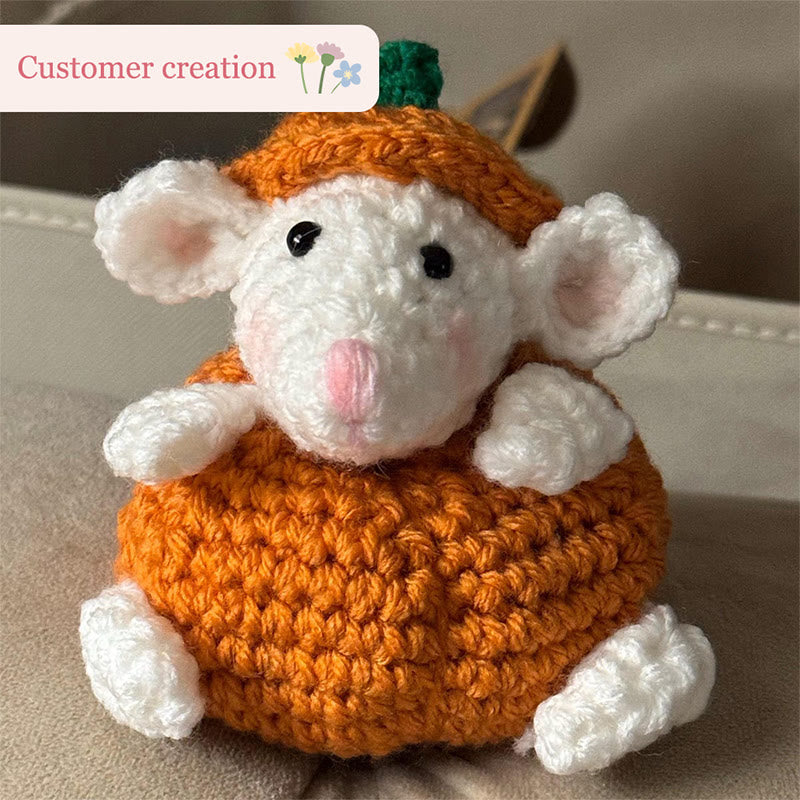 Diy Handmade Mouse In Pumpkin Crochet Kit - Creative Animal Doll | Diy Stylish Key Chain  - image 6