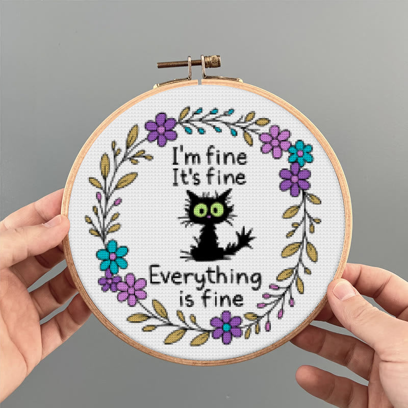 Cross Stitch Kit - " I'm Fine" Cat | Easy Needlecraft  For Beginner | Perfect As Desktop Decoration - image 8
