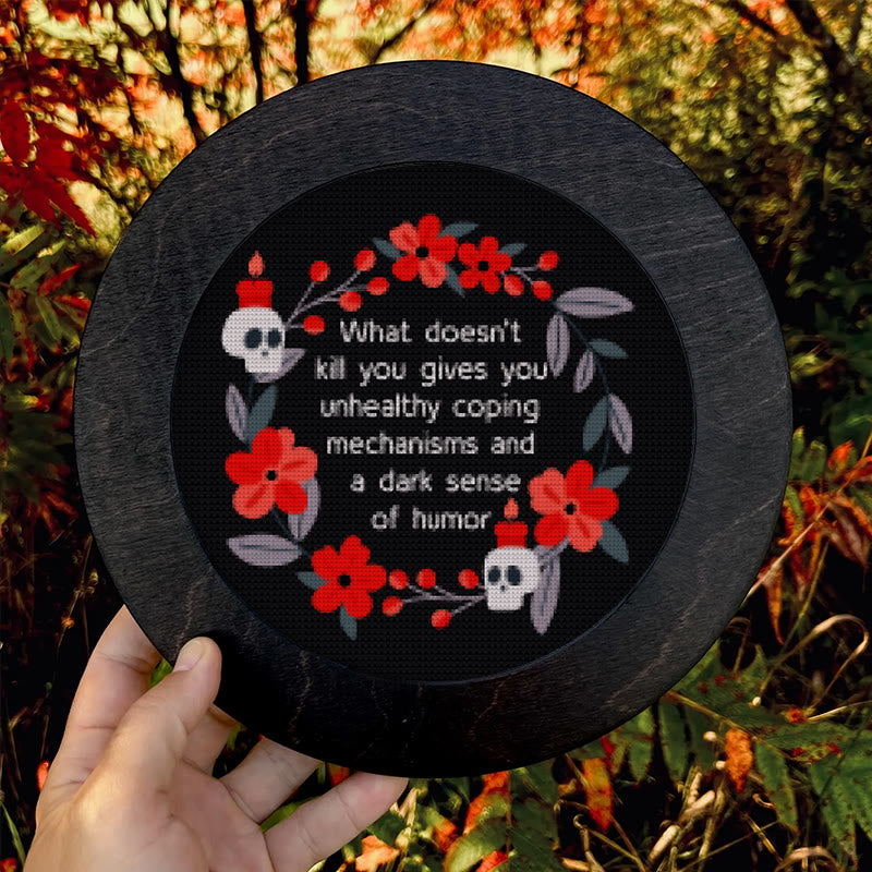 Cross Stitch Kit - Flowers And Skulls | Funny Dark Humor Handicraft | Sarcastic Wall Artwork  - image 8