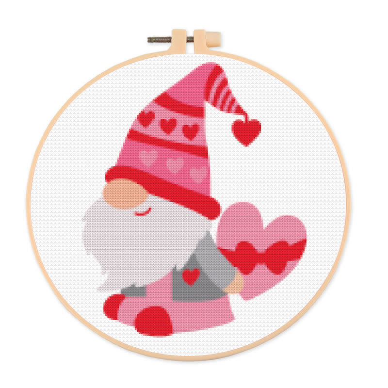 Cross Stitch Kit - Romantic Gnome | Valentine Handmade Gifts | Nice For Lover - 20×20cm - image 0