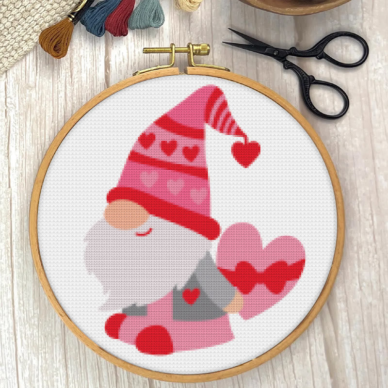 Cross Stitch Kit - Romantic Gnome | Valentine Handmade Gifts | Nice For Lover - image 1