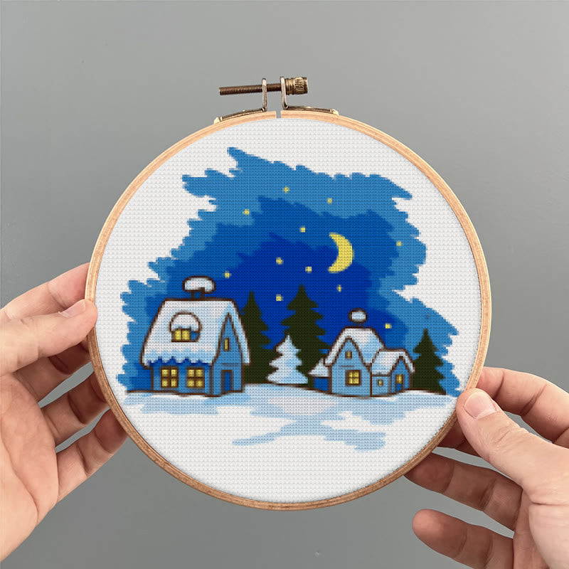 Cross Stitch Kit - Late Night Town | Landscape Stitch Artwork | Unique Wall Hanging - image 6