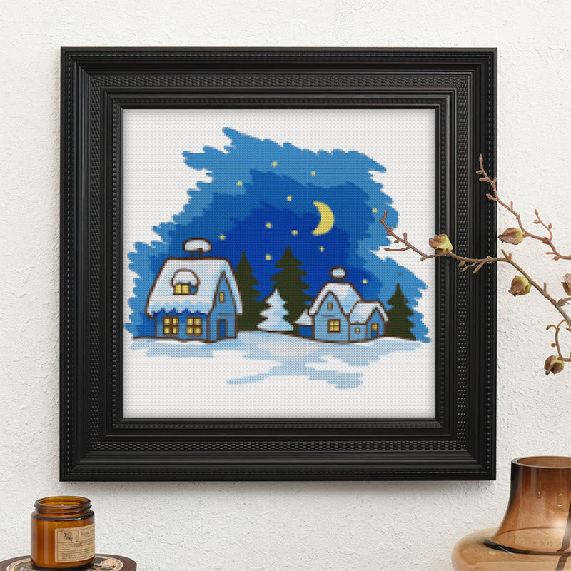 Cross Stitch Kit - Late Night Town | Landscape Stitch Artwork | Unique Wall Hanging - image 9