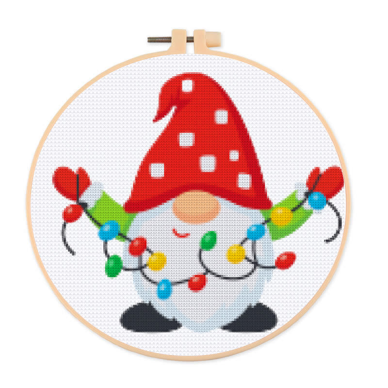 Cross Stitch Kit - Christmas Gnome | Diy Decorative Craft | Handmade Christmas Gifts - 20×20cm - image 0