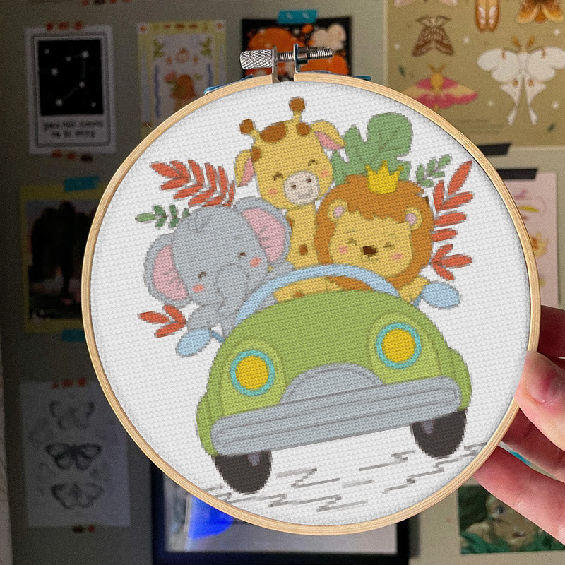 Cross Stitch Kit - Animal Car Travel | Adorable Handmade Needlepoint | Nice For Animal Lovers - image 4