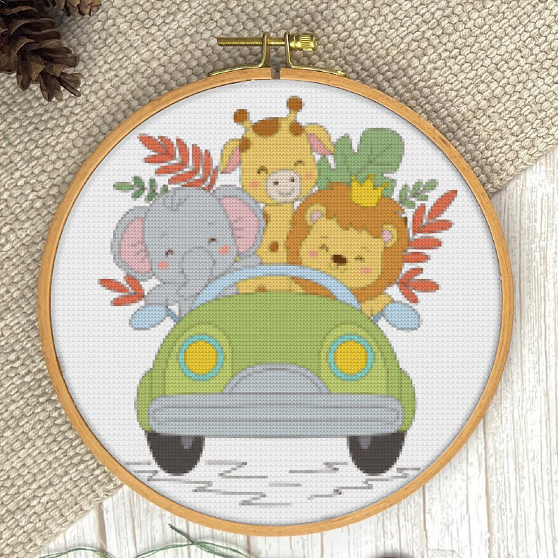 Cross Stitch Kit - Animal Car Travel | Adorable Handmade Needlepoint | Nice For Animal Lovers - image 6