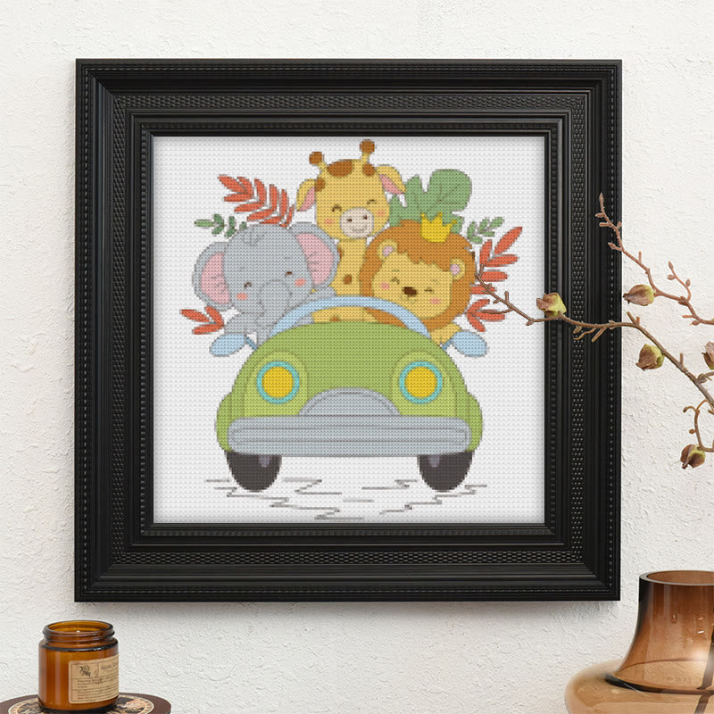 Cross Stitch Kit - Animal Car Travel | Adorable Handmade Needlepoint | Nice For Animal Lovers - image 9