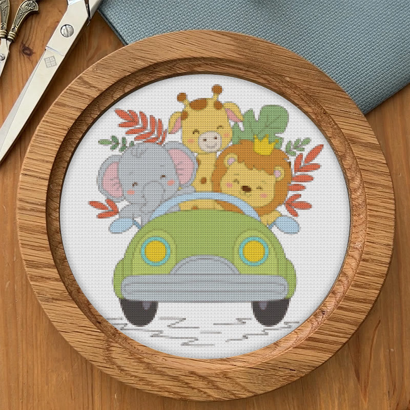Cross Stitch Kit - Animal Car Travel | Adorable Handmade Needlepoint | Nice For Animal Lovers - image 5