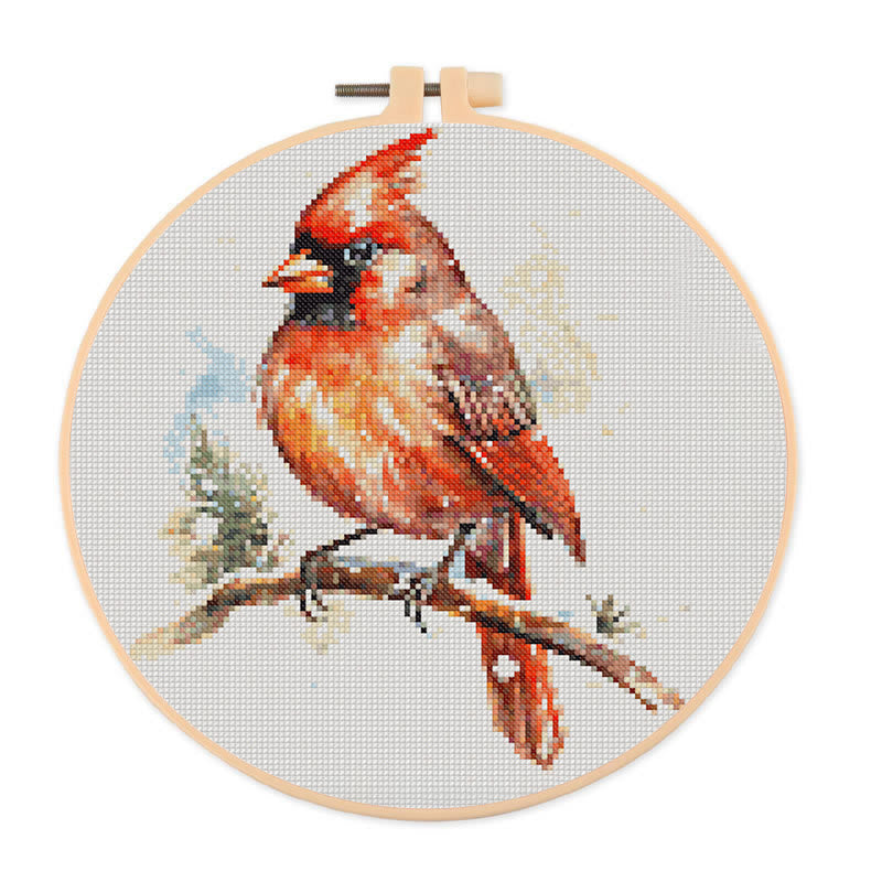 Cross Stitch Kit - Red Cardinal | Christmas Home Decor  | Perfect Gift For Bird Lovers - 20×20cm - image 0