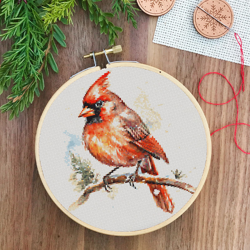 Cross Stitch Kit - Red Cardinal | Christmas Home Decor  | Perfect Gift For Bird Lovers - image 1