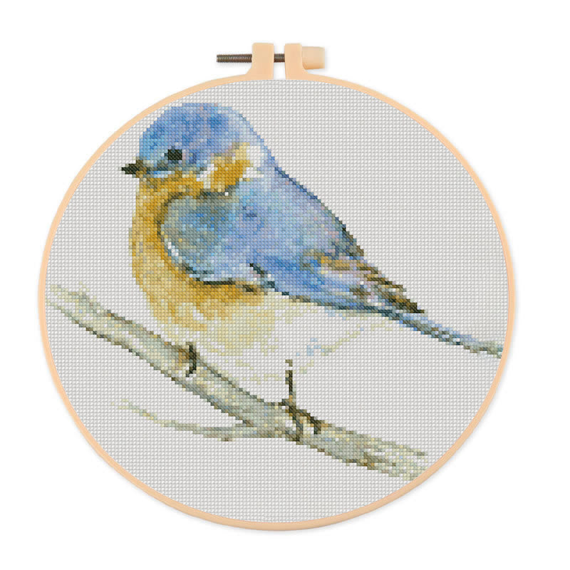 Cross Stitch Kit - Lovely Blue Bird | Cute Animal Needlework | Beginner-friendly Handicraft - 20×20cm - image 0