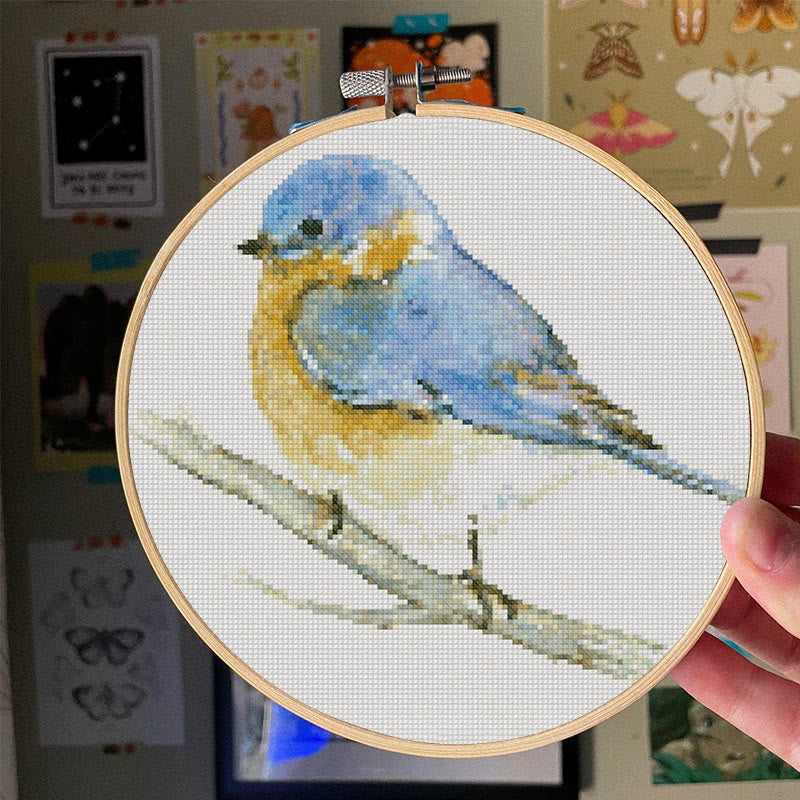 Cross Stitch Kit - Lovely Blue Bird | Cute Animal Needlework | Beginner-friendly Handicraft - image 2
