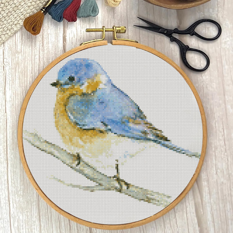 Cross Stitch Kit - Lovely Blue Bird | Cute Animal Needlework | Beginner-friendly Handicraft - image 1