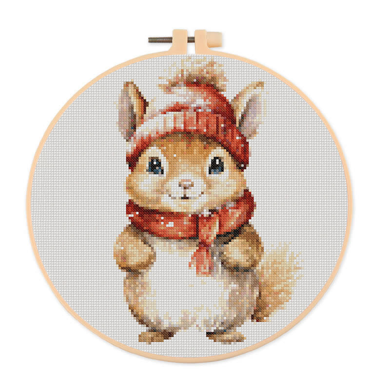 Cross Stitch Kit - Adorable Squirrel | Christmas Tree Ornament | Christmas Handmade Collection - 20×20cm - image 0