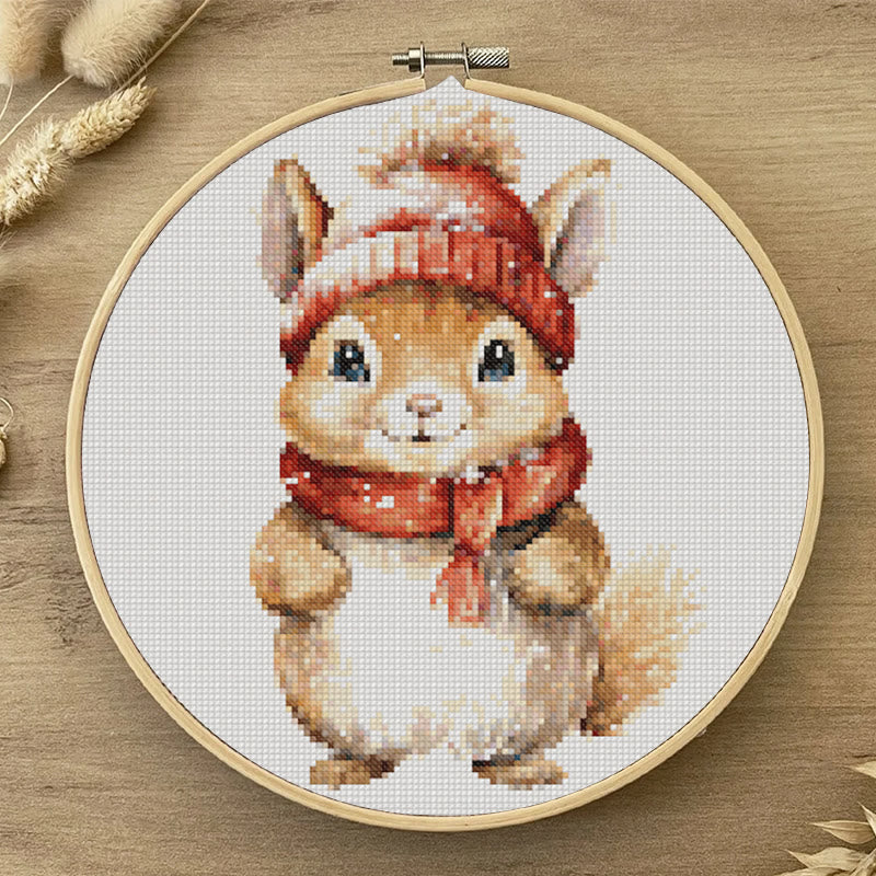 Cross Stitch Kit - Adorable Squirrel | Christmas Tree Ornament | Christmas Handmade Collection - image 1