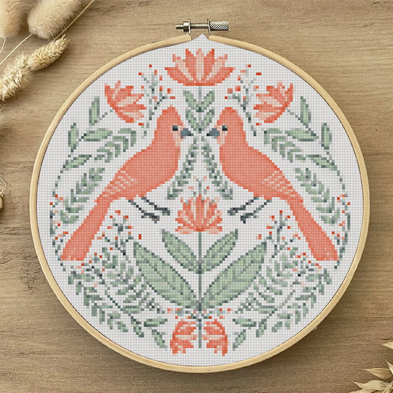 Cross Stitch Kit - Bird Couple In Love | Easy Handmade Needlework | Perfect For Home Decor - image 1