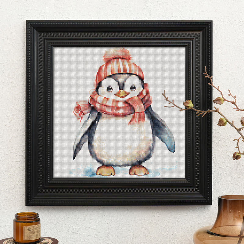 Cross Stitch Kit - Happy Penguin | Christmas Animal Gift | Diy Holiday Handmade Gifts - image 3