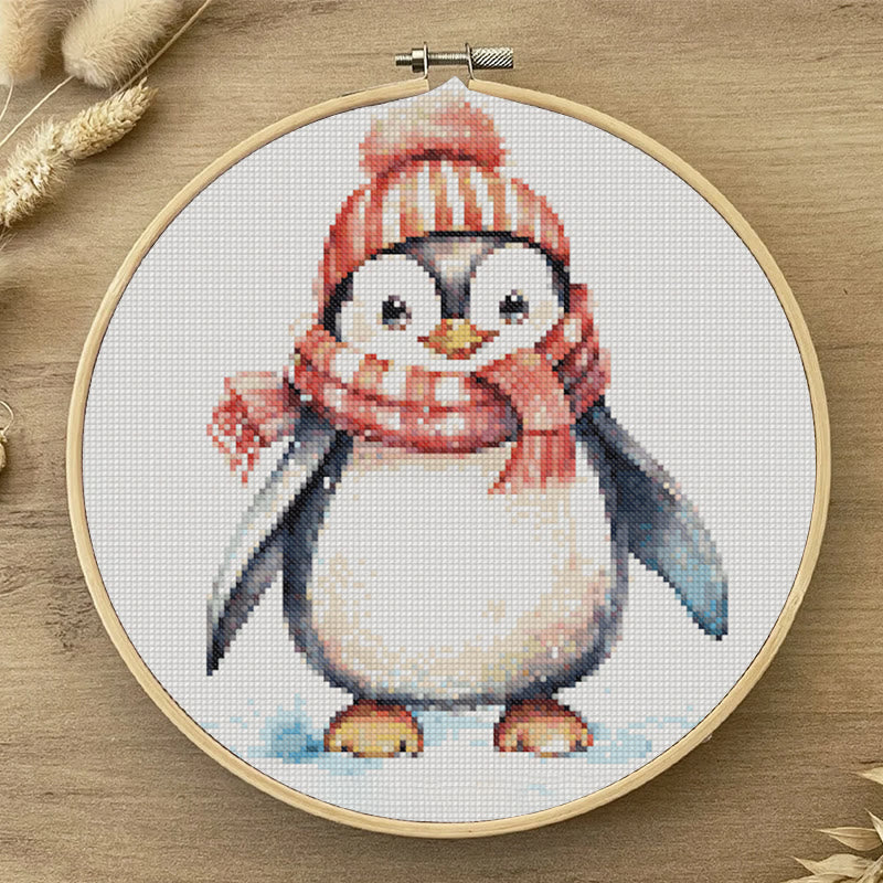Cross Stitch Kit - Happy Penguin | Christmas Animal Gift | Diy Holiday Handmade Gifts - image 2