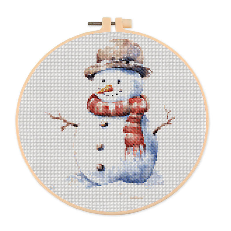 Cross Stitch Kit - Winter Snowman |  Diy Christmas Tree Ornaments | Easy Sewing  Christmas  Artwork - 20×20cm - image 0