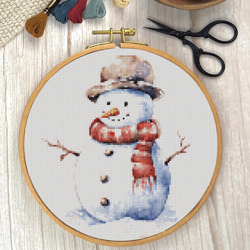 Cross Stitch Kit - Winter Snowman |  Diy Christmas Tree Ornaments | Easy Sewing  Christmas  Artwork - image 1