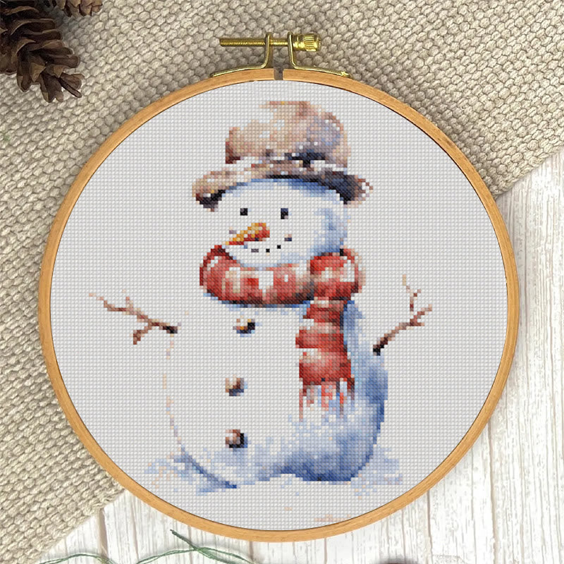 Cross Stitch Kit - Winter Snowman |  Diy Christmas Tree Ornaments | Easy Sewing  Christmas  Artwork - image 3