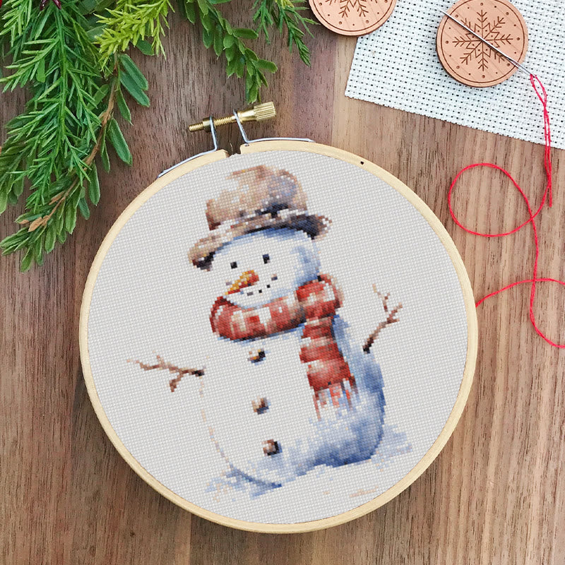 Cross Stitch Kit - Winter Snowman |  Diy Christmas Tree Ornaments | Easy Sewing  Christmas  Artwork - image 4